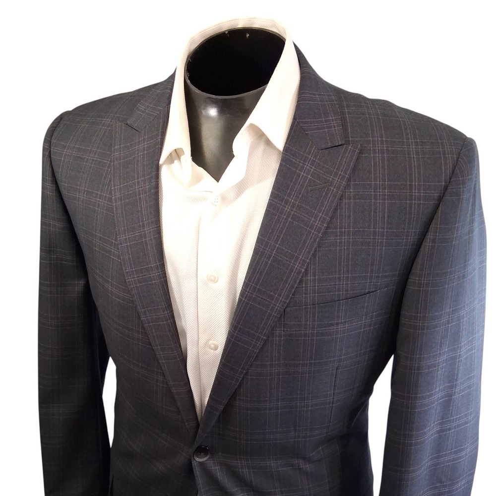Tiglio Blazer 40L Gray Plaid Super 150s Wool Extra Slim Fit Sport Coat Italy